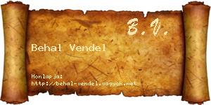 Behal Vendel névjegykártya